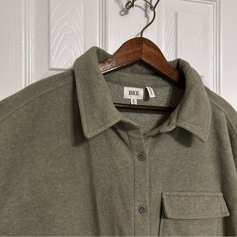 BKE Women’s Shirt Sweater Jacket‎ Shacket M Marled Green Fleece Soft Boyfriend - Picture 6 of 11